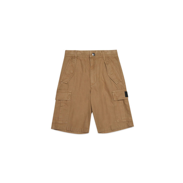 Beige Cargo Pattern Shorts In Multi-Pocket Twill