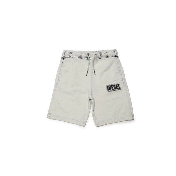 Gray plush shorts with faded effect logo