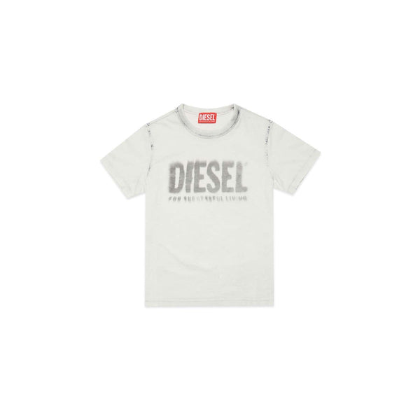 Gray cotton T-shirt with faded effect logo