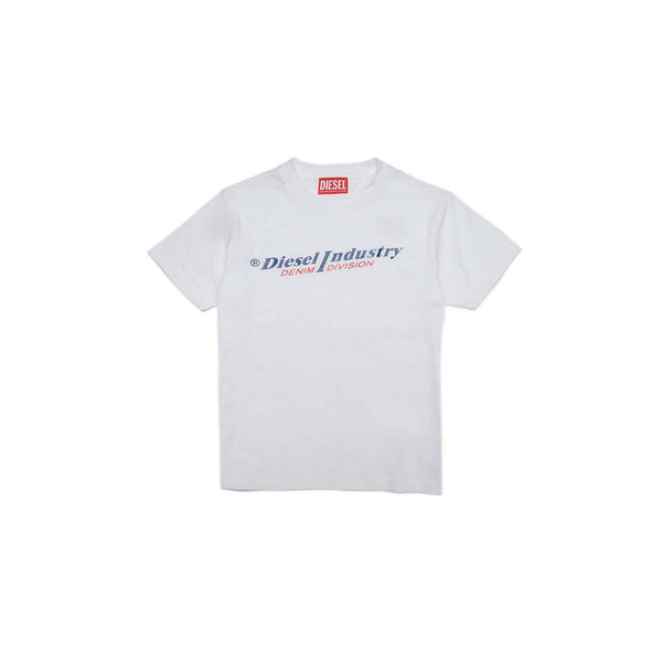 White jersey T-shirt with logo
