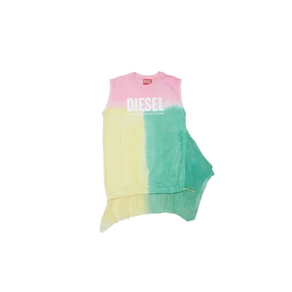 Girls Multicolor Logo Print Cotton Dress