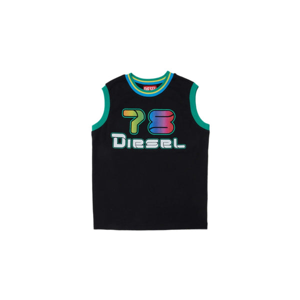 Black Cotton Basketball Tank Top With Logo