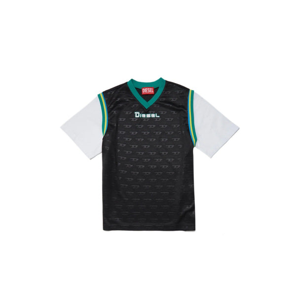 Technical Fabric Basketball T-Shirt With Allover Logo