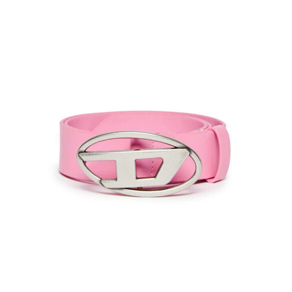 Girls Pink Leather Belt With D-Buckle