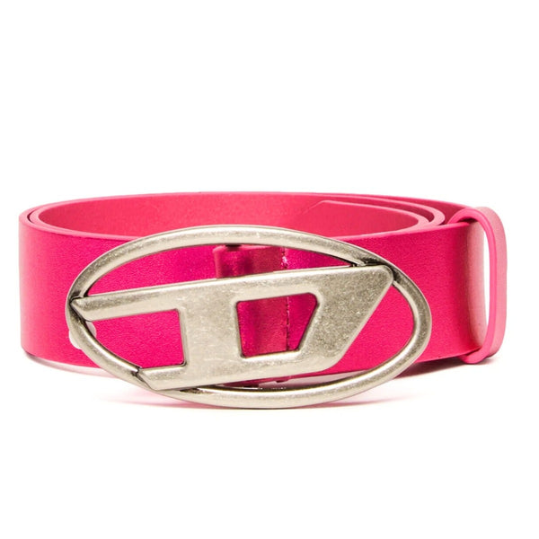 Girls Pink Logo-Buckle Leather Belt