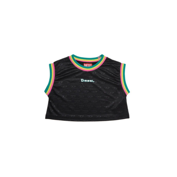 Black Allover Logo Cropped Basketball Tank Top