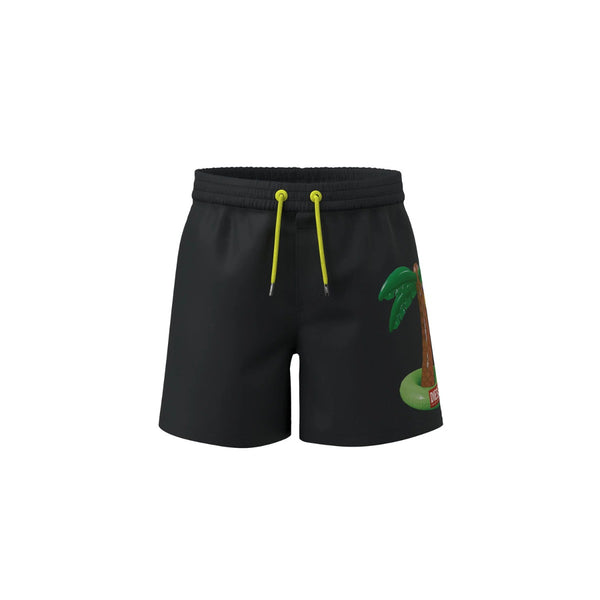 Black Boxer Shorts With Palm Tree Print