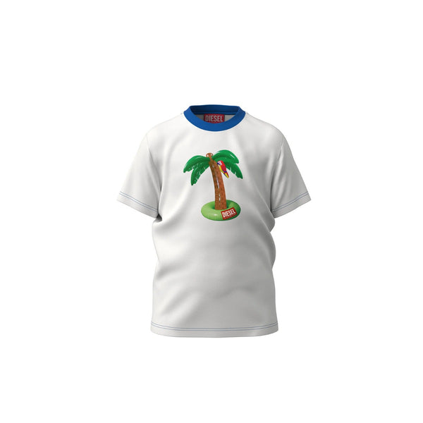Cotton T-shirt with palm tree print