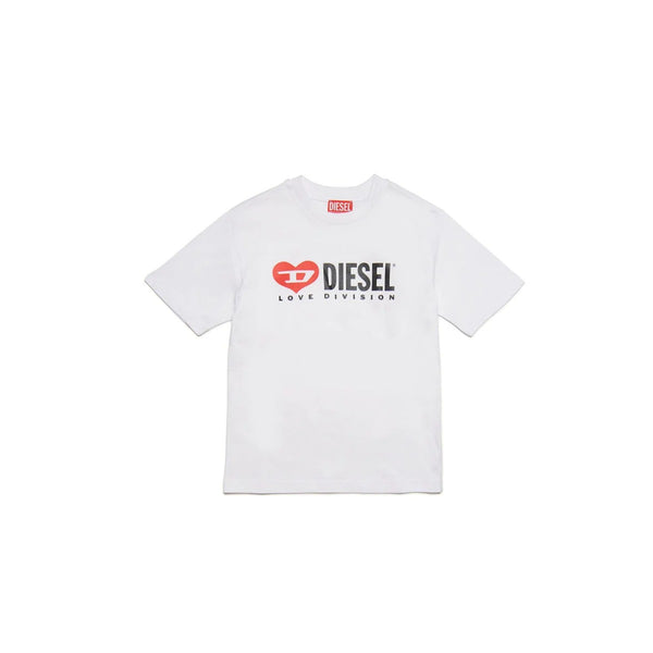 White Jersey T-Shirt With Diesel Love Division Logo