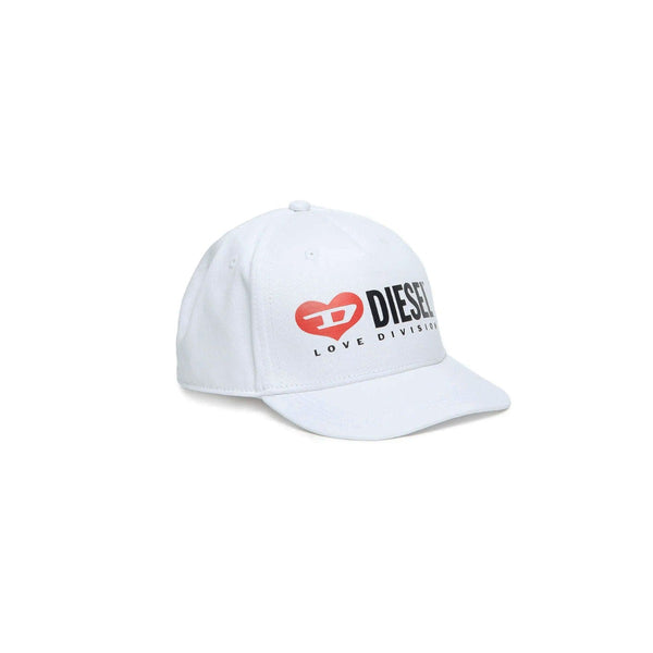 White Gabardine Baseball Cap With Diesel Love Division Logo
