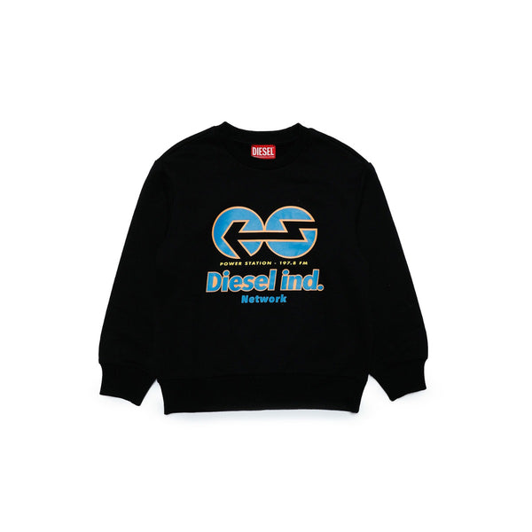 Boys Black Cotton-Blend Sweatshirt With Graphics