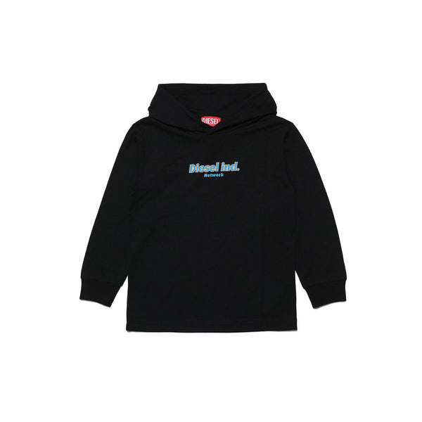 Boys Black Graphics Printed Hoodie