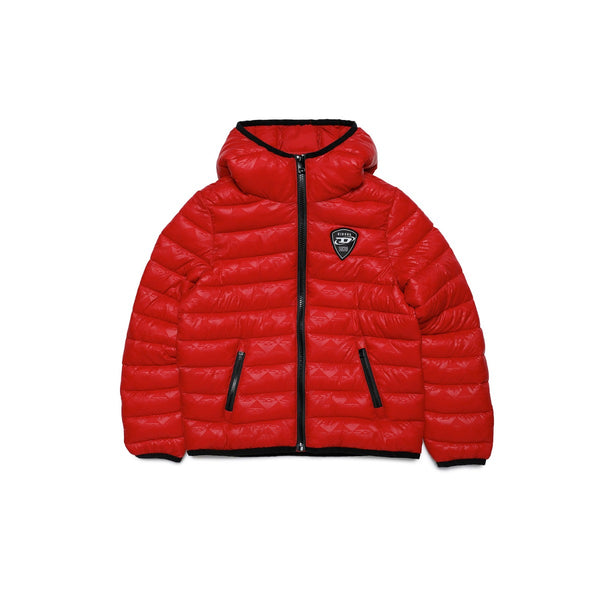 Boys Red Jkopu Quilted Hooded Jacket