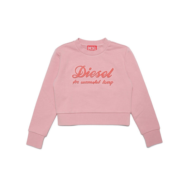 Girls Pink Sweatshirt With Chenille-Effect Logo
