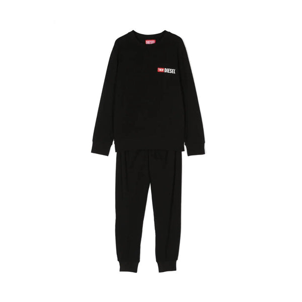 Boys Black Logo Print Pyjama Set