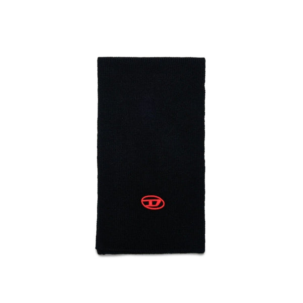 Unisex Black Logo-Embroidered Scarf