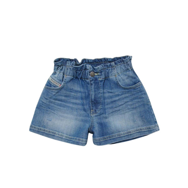 Girls Denim Blue Elasticated-Waist Shorts