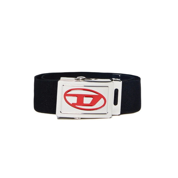 Boys Black Ribbon Belt With Logo