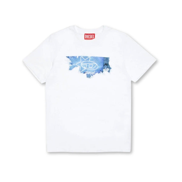 Boys White Logo-Print Cotton T-Shirt