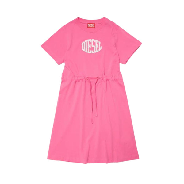 Girls Pink Logo-Print Tied-Waist Dress