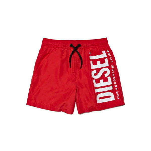 Boys Red Logo-Print Swim Shorts