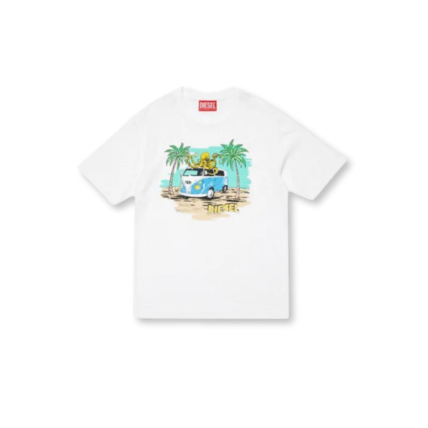 Boys White Van Graphics-Print T-Shirt