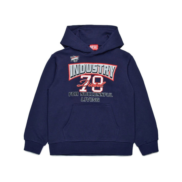 Boys Navy Blue Slogan-Print Hoodie