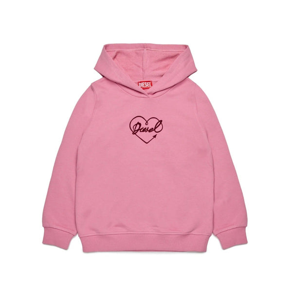 Girls Pink Diesel Heart-Logo Hoodie