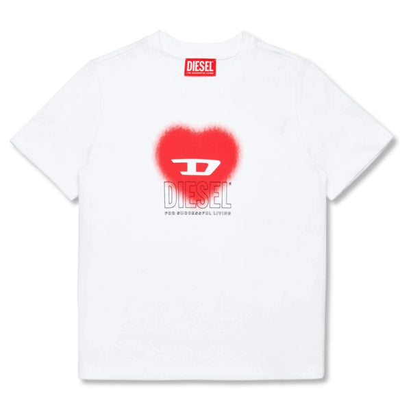 Girls White T-Shirt With Heart Graphics