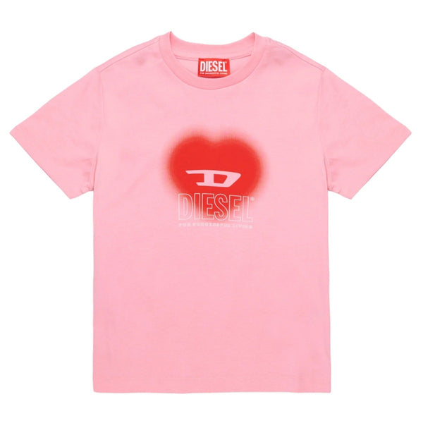 Girls Pink T-Shirt With Heart Graphics