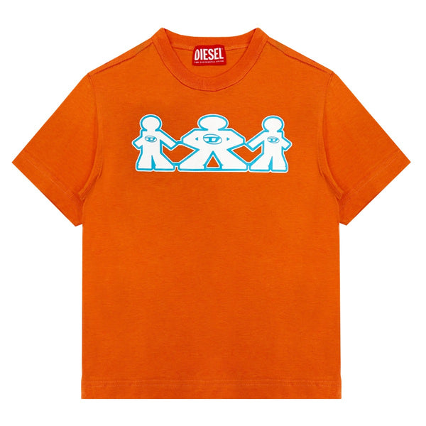 Boys Orange Logo-Print Cotton T-Shirt