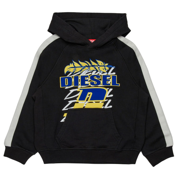 Boys Black Logo-Print Hoodie