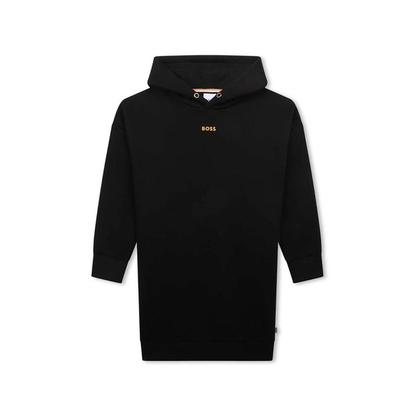 Girls Black Hooded Sweatshirt Dress
