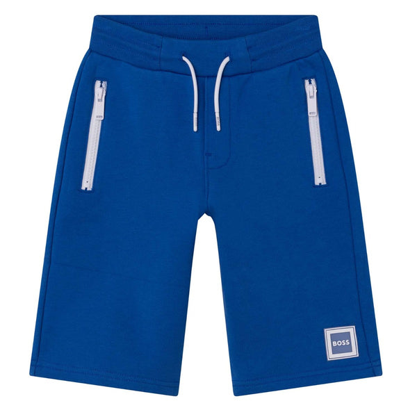 Boys Blue Cotton Logo Shorts