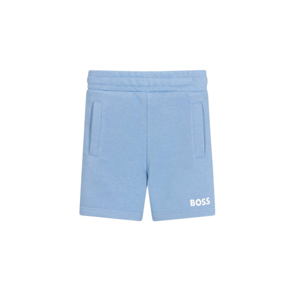 Boys Blue Cotton Logo Shorts