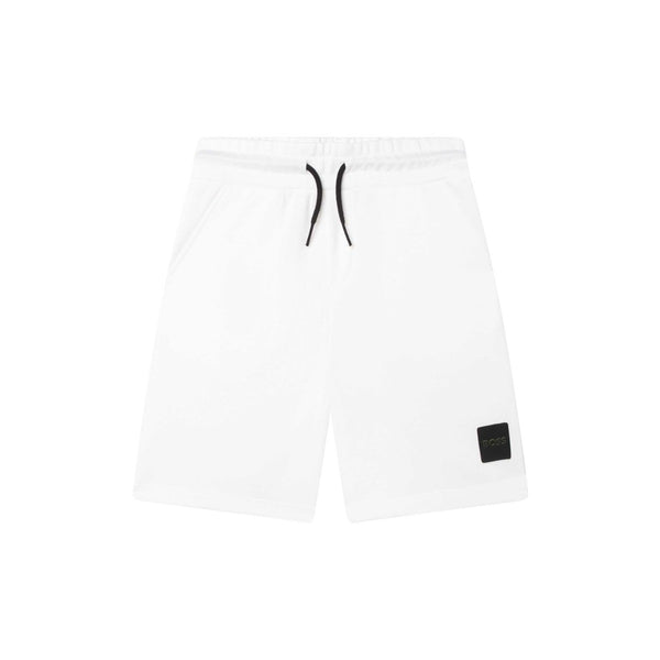 Boys White Jersey Logo Shorts