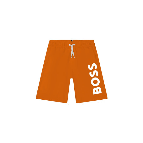 Boys Orange Logo Swim Shorts