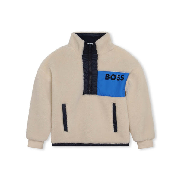 Boys Ivory Sherpa Fleece Sweatshirt