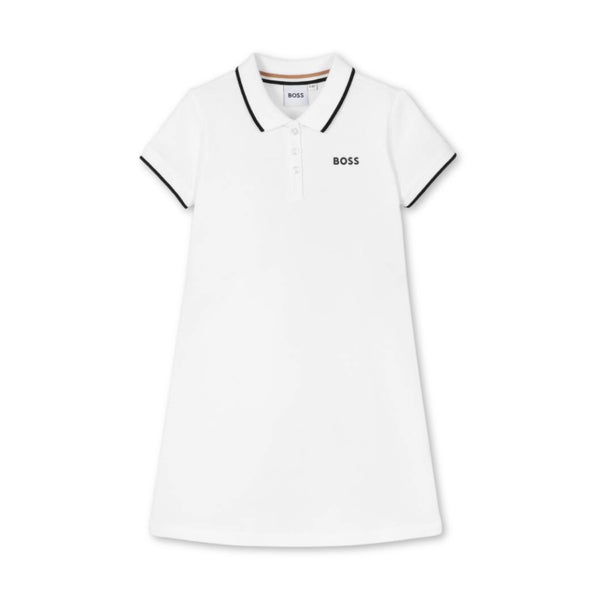 Girls White Cotton Polo Dress