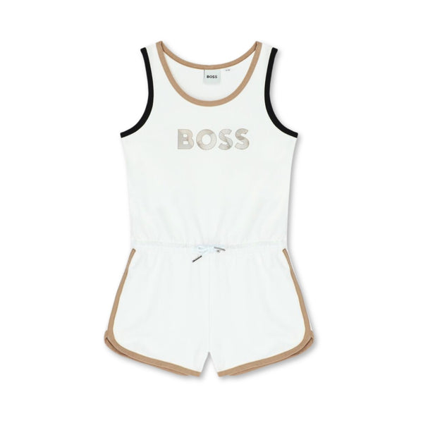 Girls White Logo Jumpsuit