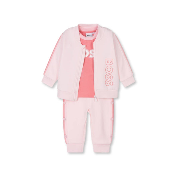 Baby Girls Pink Logo-Print Tracksuit (Set of 3 )