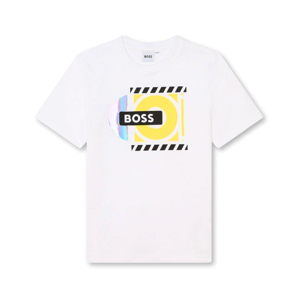 Boys White Logo-Print Cotton T-shirt