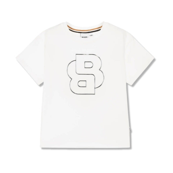 Girls White Double B Monogram T-Shirt