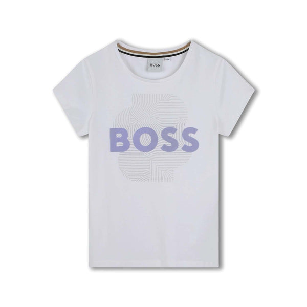 Girls White Logo-Print Cotton T-Shirt