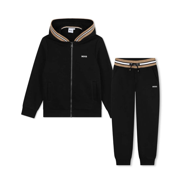 Boys Black Logo-Print Jersey Tracksuit