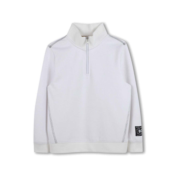 Boys White High-Collar Sweatshirt