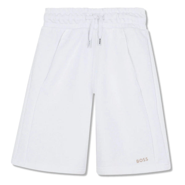Boys White Logo-Print Cotton Shorts