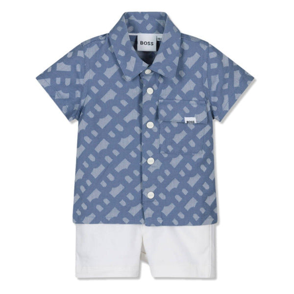 Baby Boys Blue & White Shorts Set