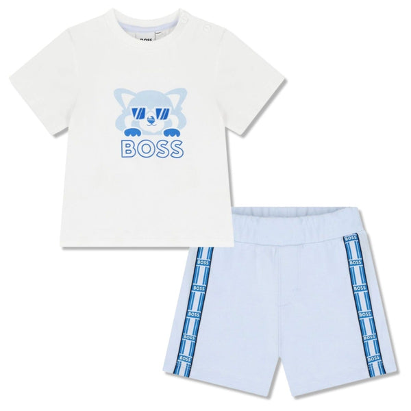 Baby Boys White & Blue Shorts Set