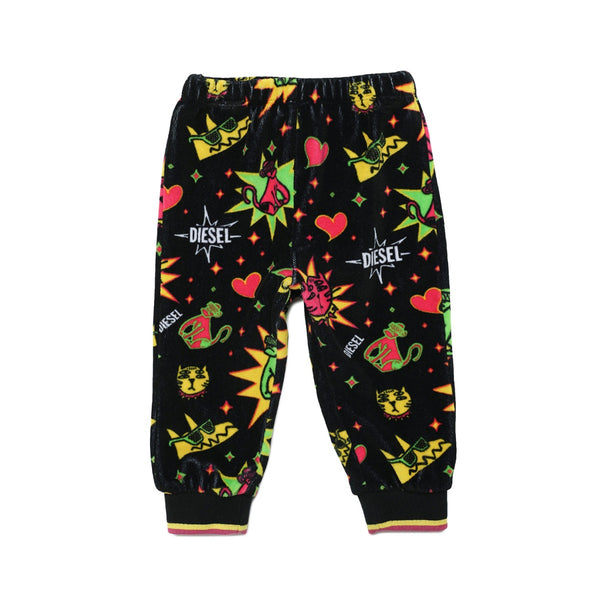 Baby Girls Chenille Pants With Colourful Motif